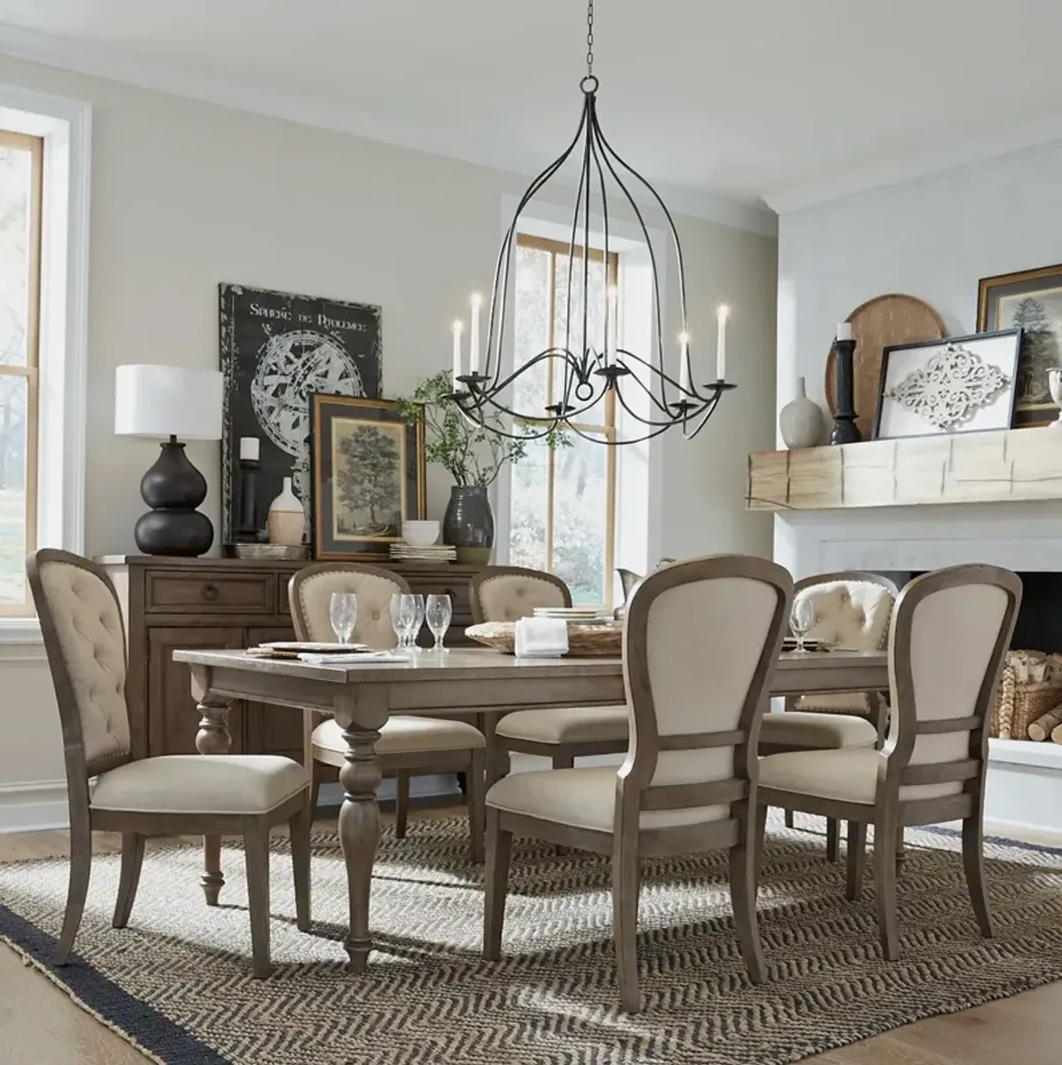 Liberty Furniture Americana Farmhouse 7-Piece Black/Dusty Taupe Dining Table Set