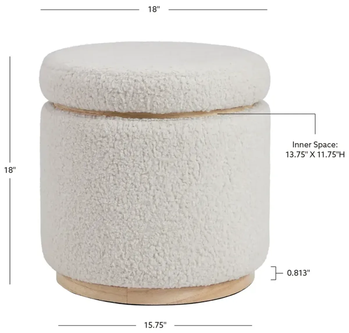 Linon Blanche Natural Storage Ottoman