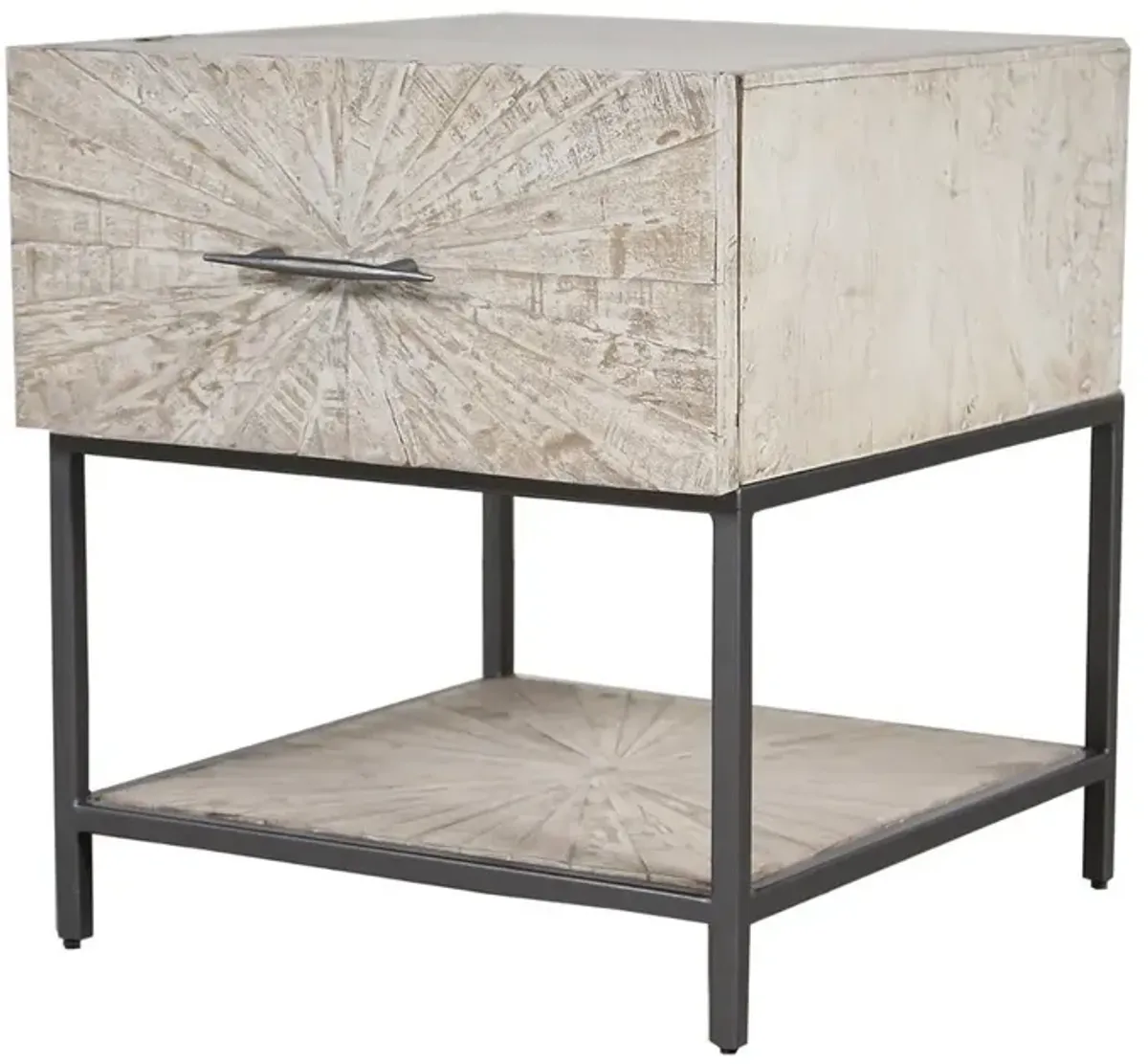 Parker House Crossings Monaco Collection End Table in Weathered Blanc Color