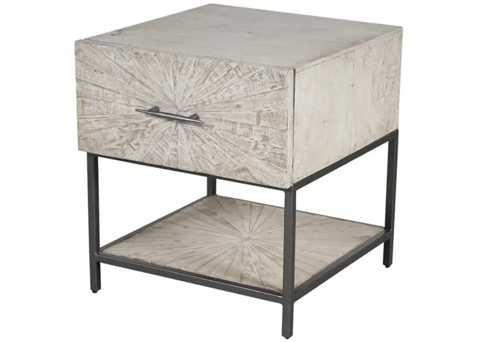 Parker House Crossings Monaco Collection End Table in Weathered Blanc Color