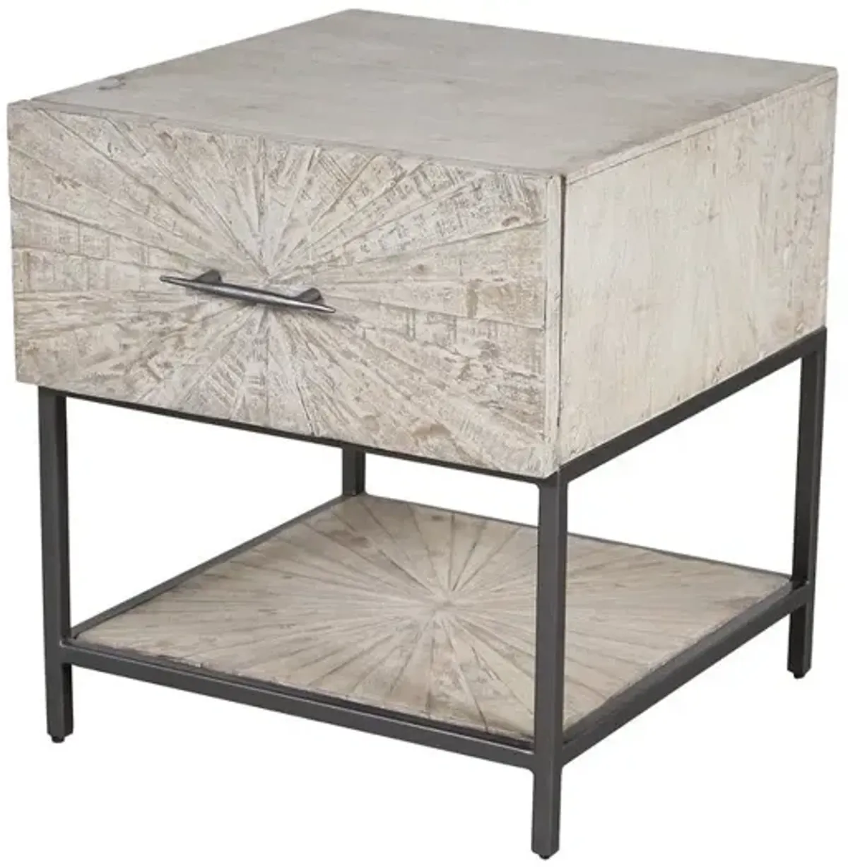 Parker House Crossings Monaco Collection End Table in Weathered Blanc Color