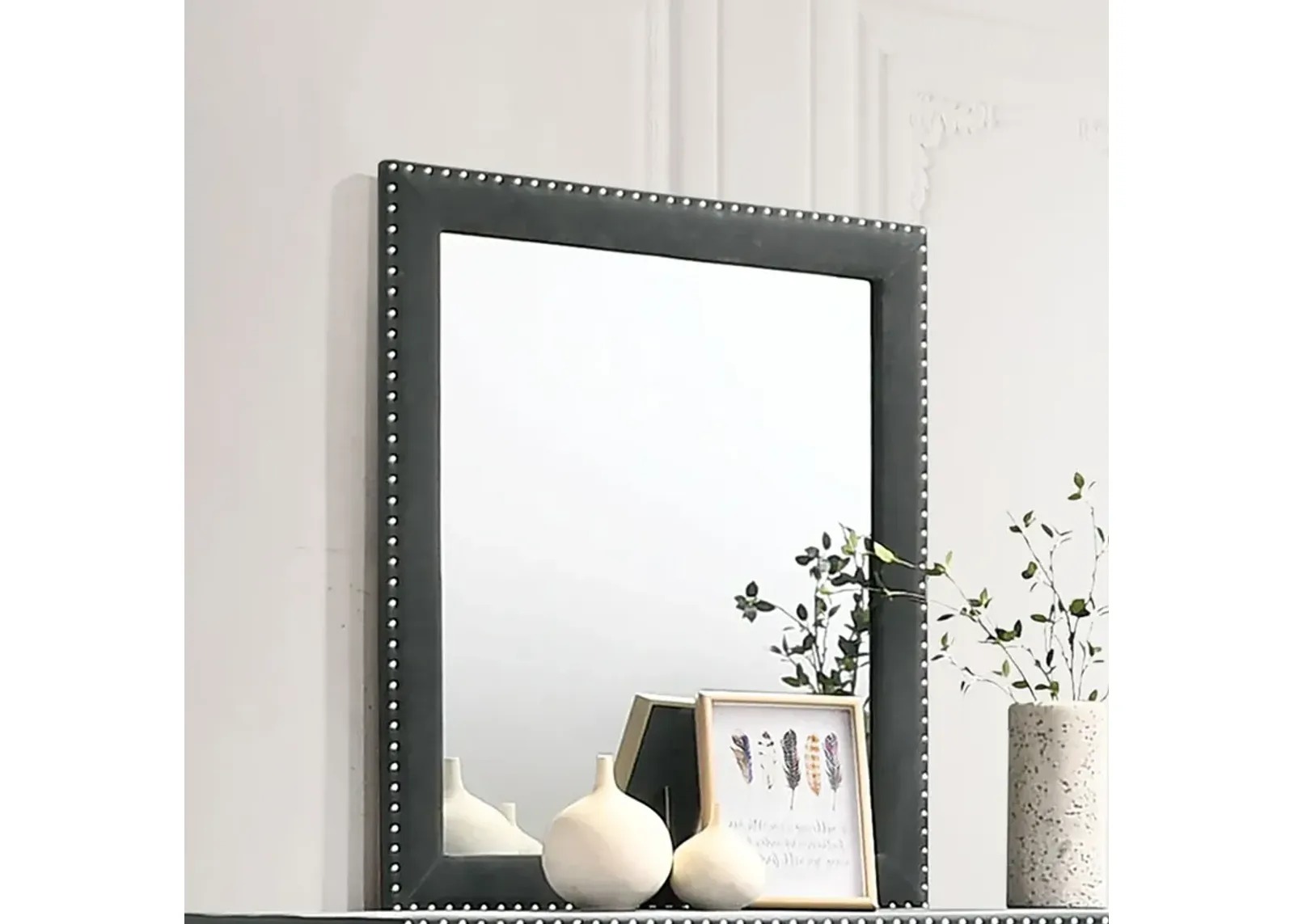 Coaster Melody Upholstered Dresser Mirror Grey