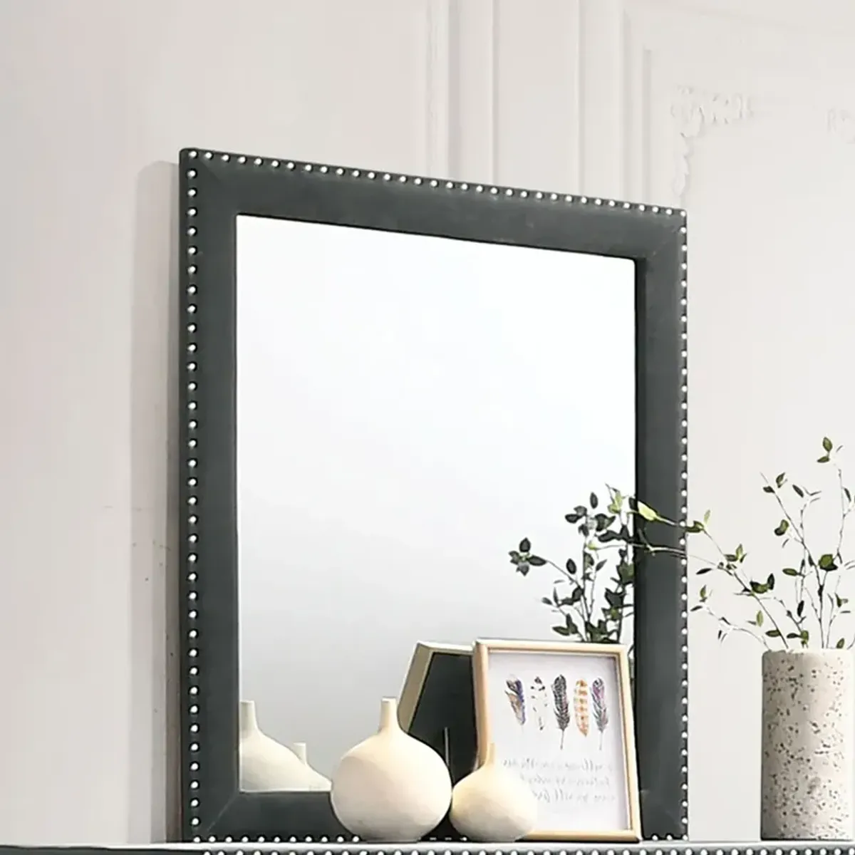 Coaster Melody Upholstered Dresser Mirror Grey