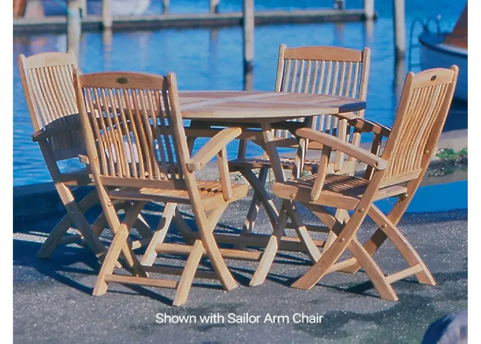 Royal Teak Round Large Sailor Outdoor Folding Dining Table