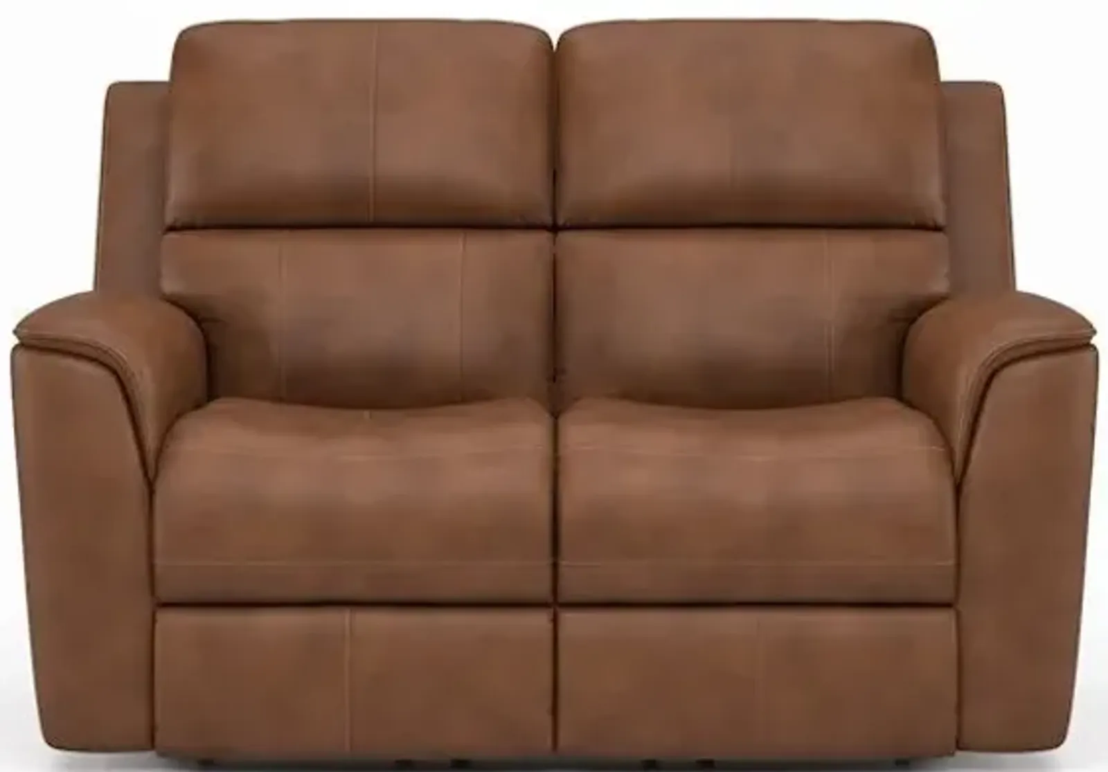 Flexsteel Henry Caramel Leather Triple Power Reclining Loveseat