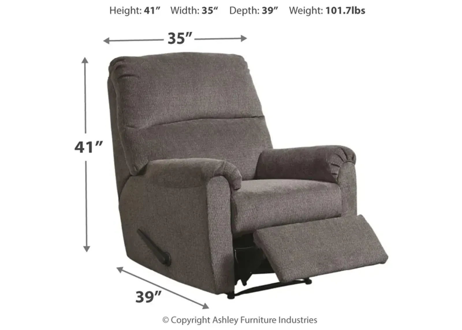 Ashley Nerviano Gray Zero Wall Recliner