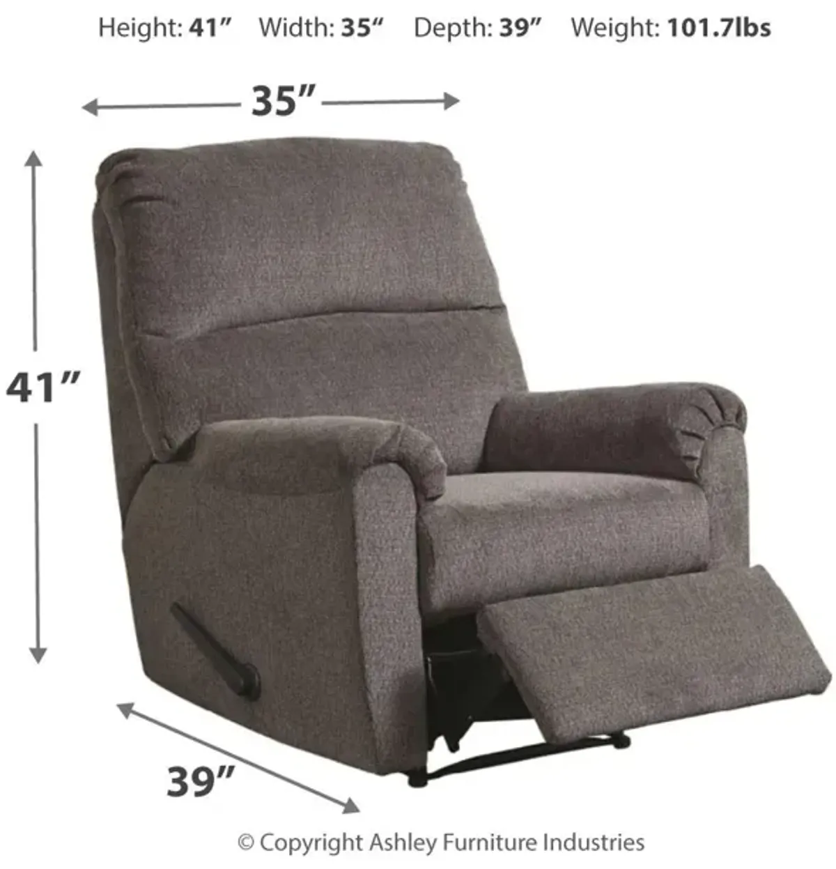 Ashley Nerviano Gray Zero Wall Recliner