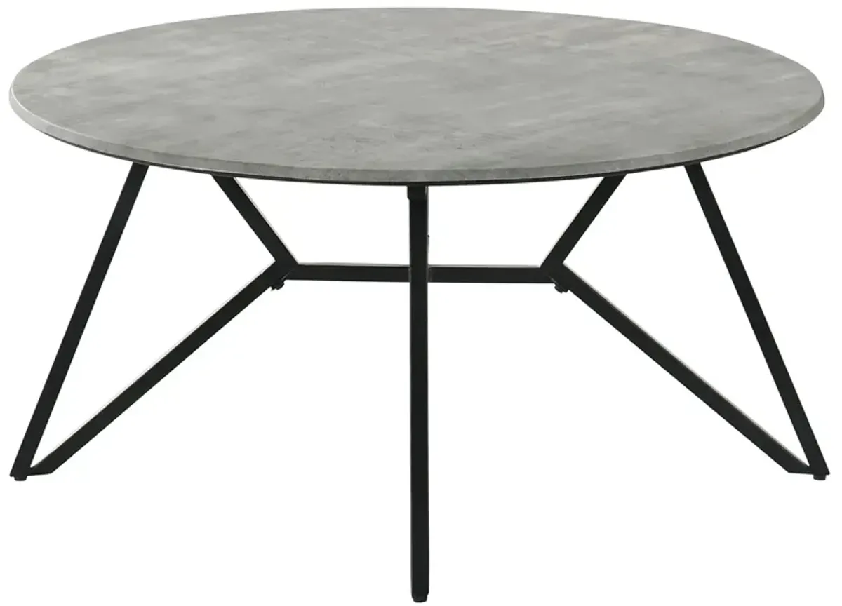 Hadi Round Smarttop Coffee Table Cement & Gunmetal