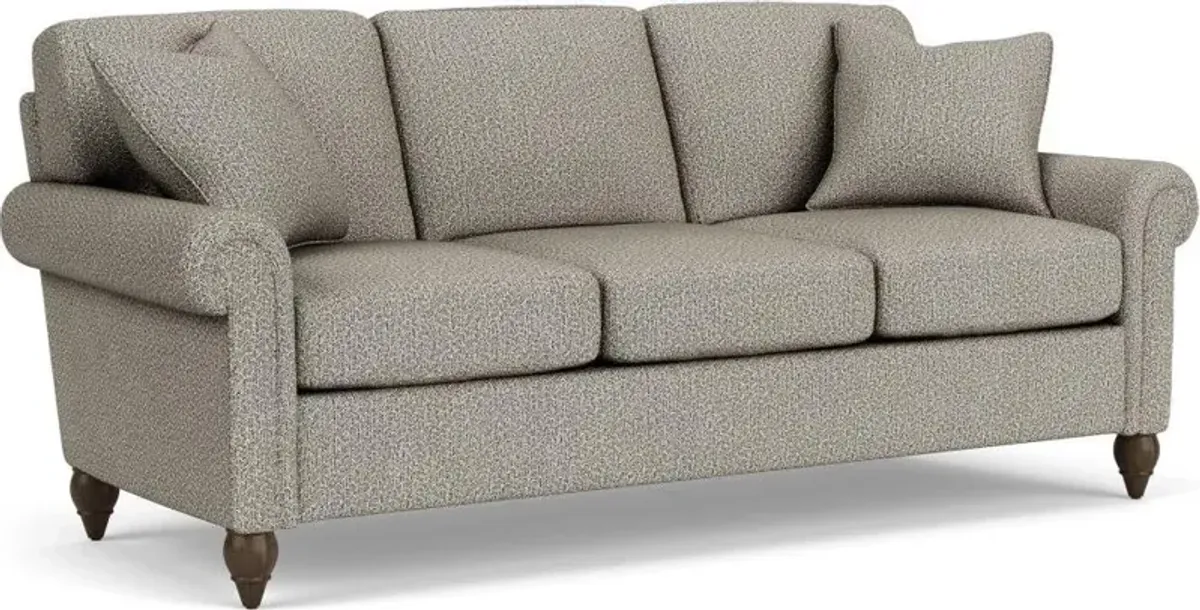 Flexsteel South Haven Gray Quarry Rolled Arm Sofa with Round Legs