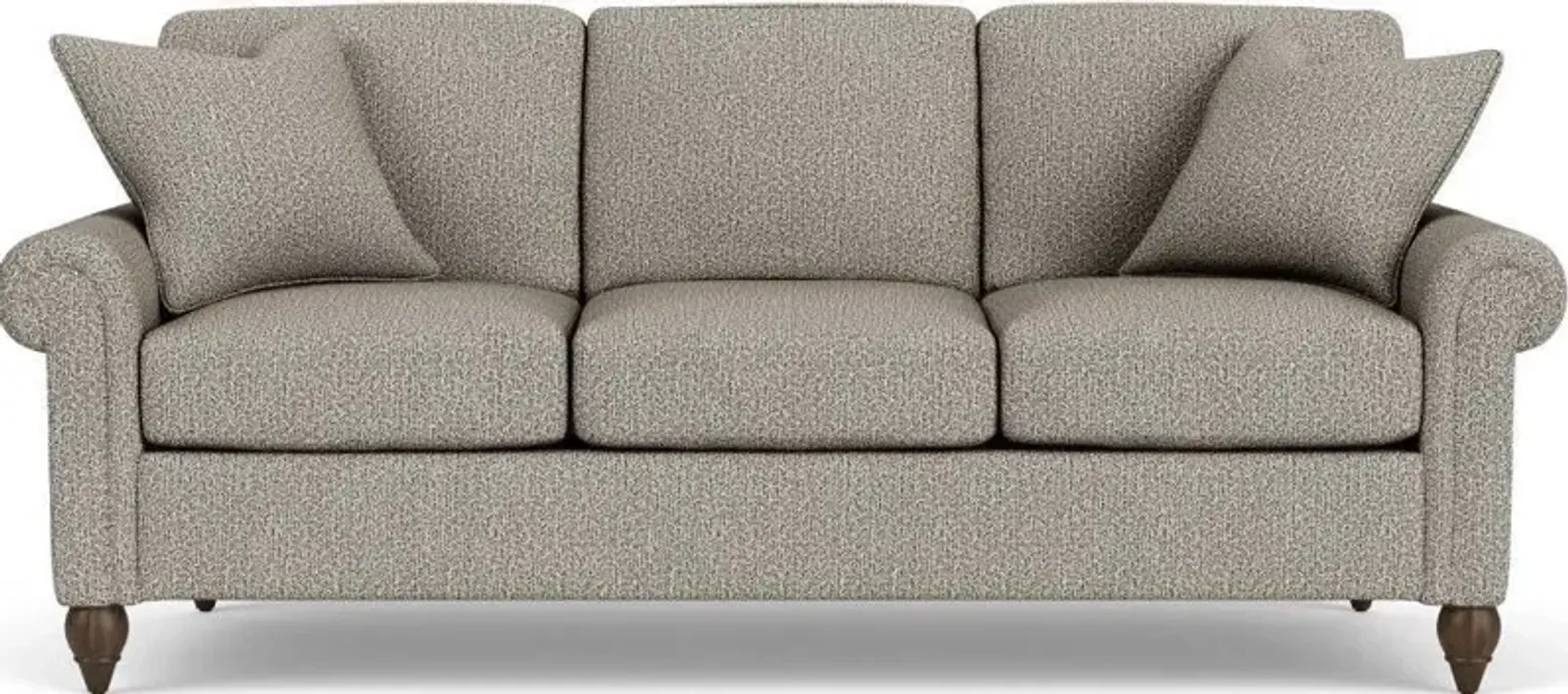 Flexsteel South Haven Gray Quarry Rolled Arm Sofa with Round Legs