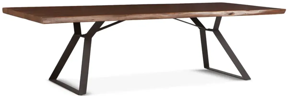 Home Trends Design London Loft 106-Inch Acacia Wood Live Edge Dining Table in Walnut Finish