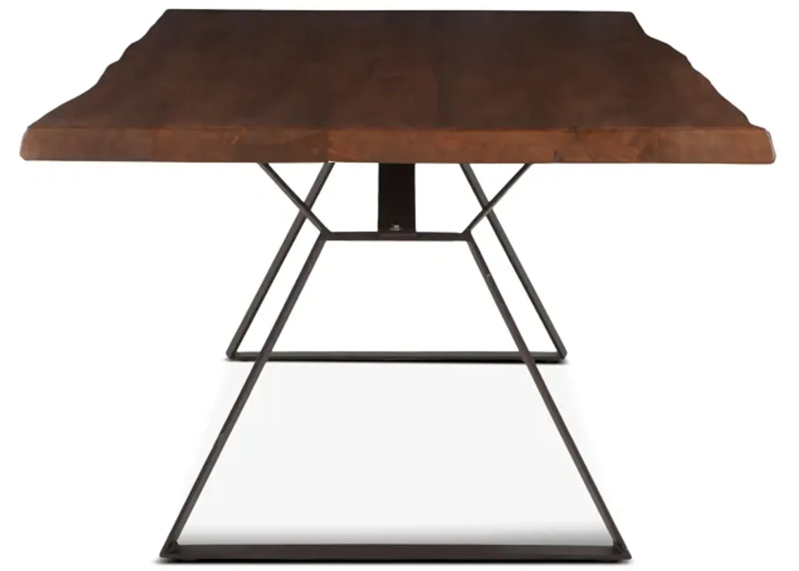 LONDON LOFT 106-INCH ACACIA WOOD LIVE EDGE DINING TABLE IN WALNUT FINISH