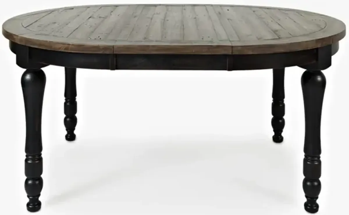 Jofran Madison County Round To Oval Dining Table Vintage Black