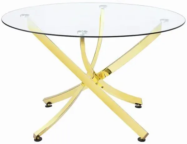 Coaster Beckham Round 46 Inch Glass Top Dining Table Brass