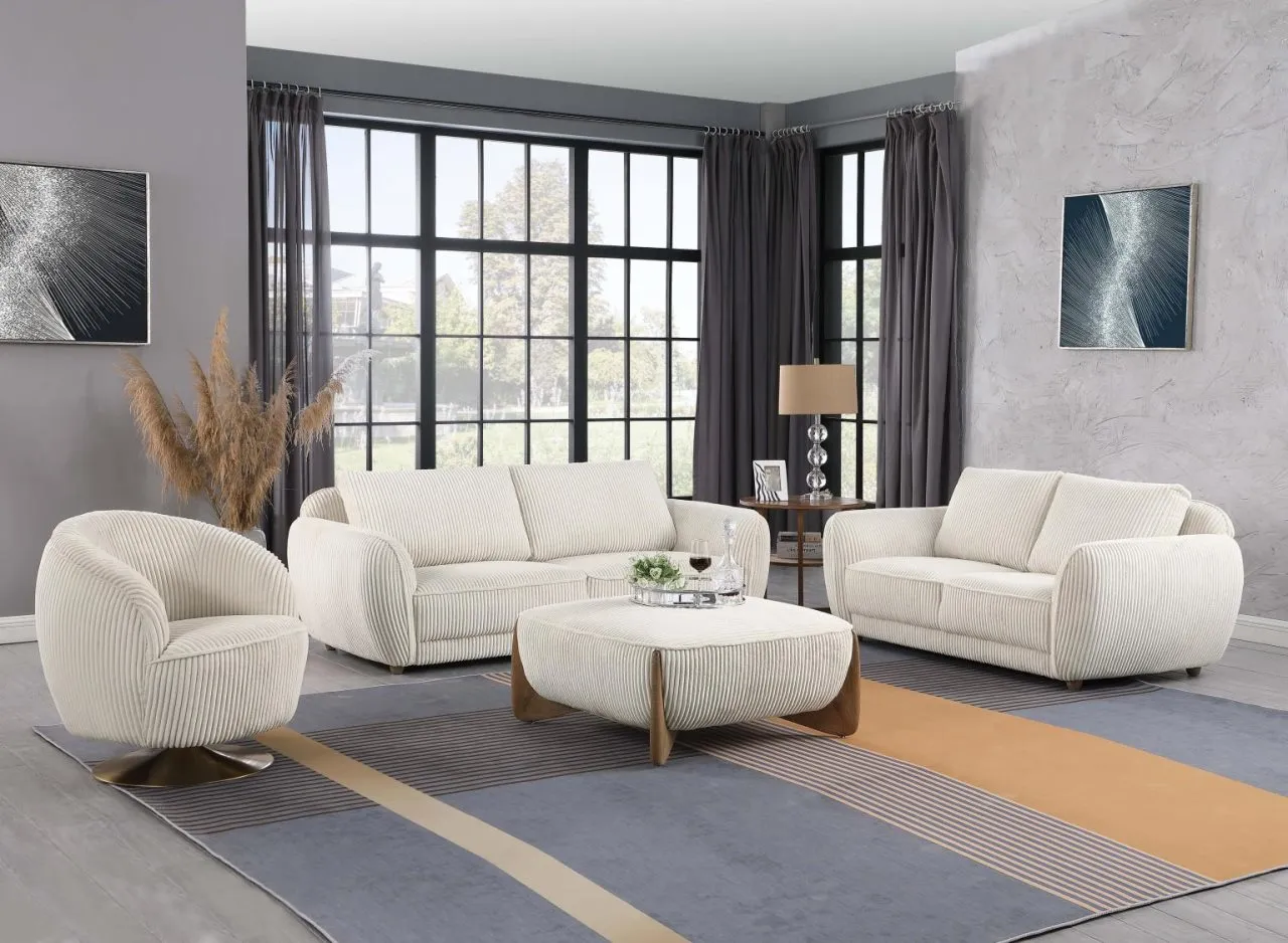 CHARLESTON BEIGE MODERN 3-PIECE SET WITH SOFA, LOVESEAT & ACCENT CHAIR