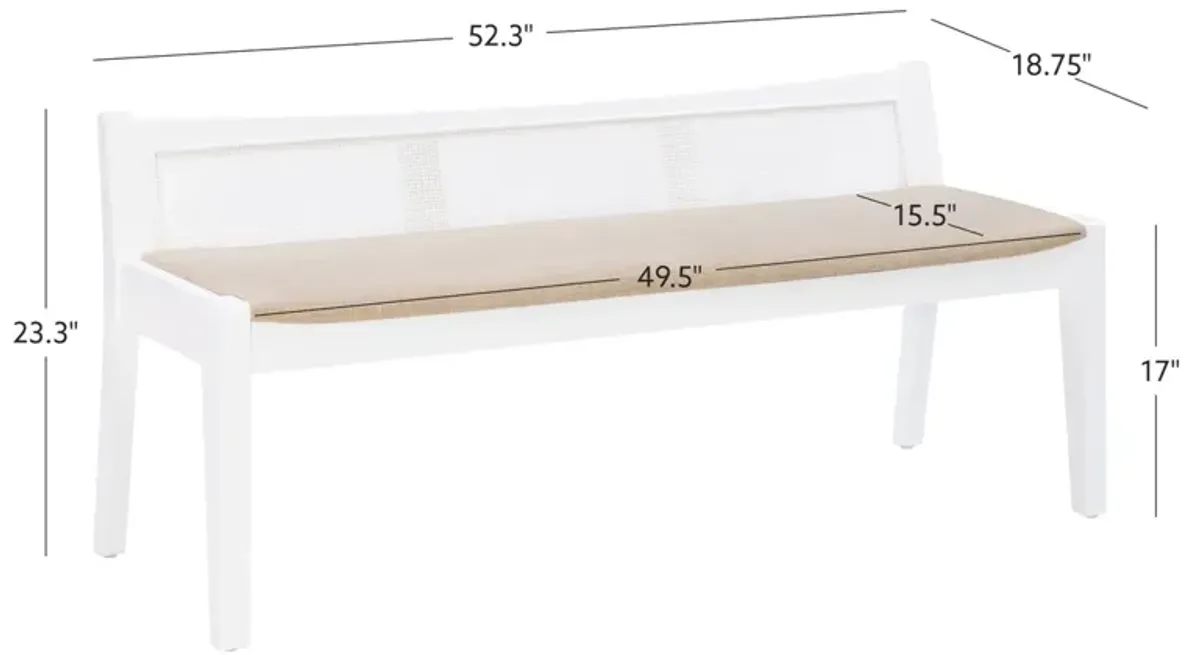 Powell Bauer Cane Bench White