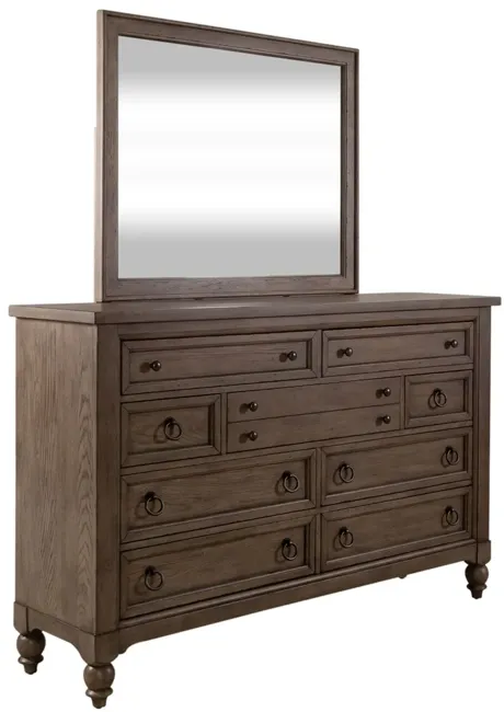 QUEEN SHELTER BED DRESSER MIRROR - AMERICANA FARMHOUSE