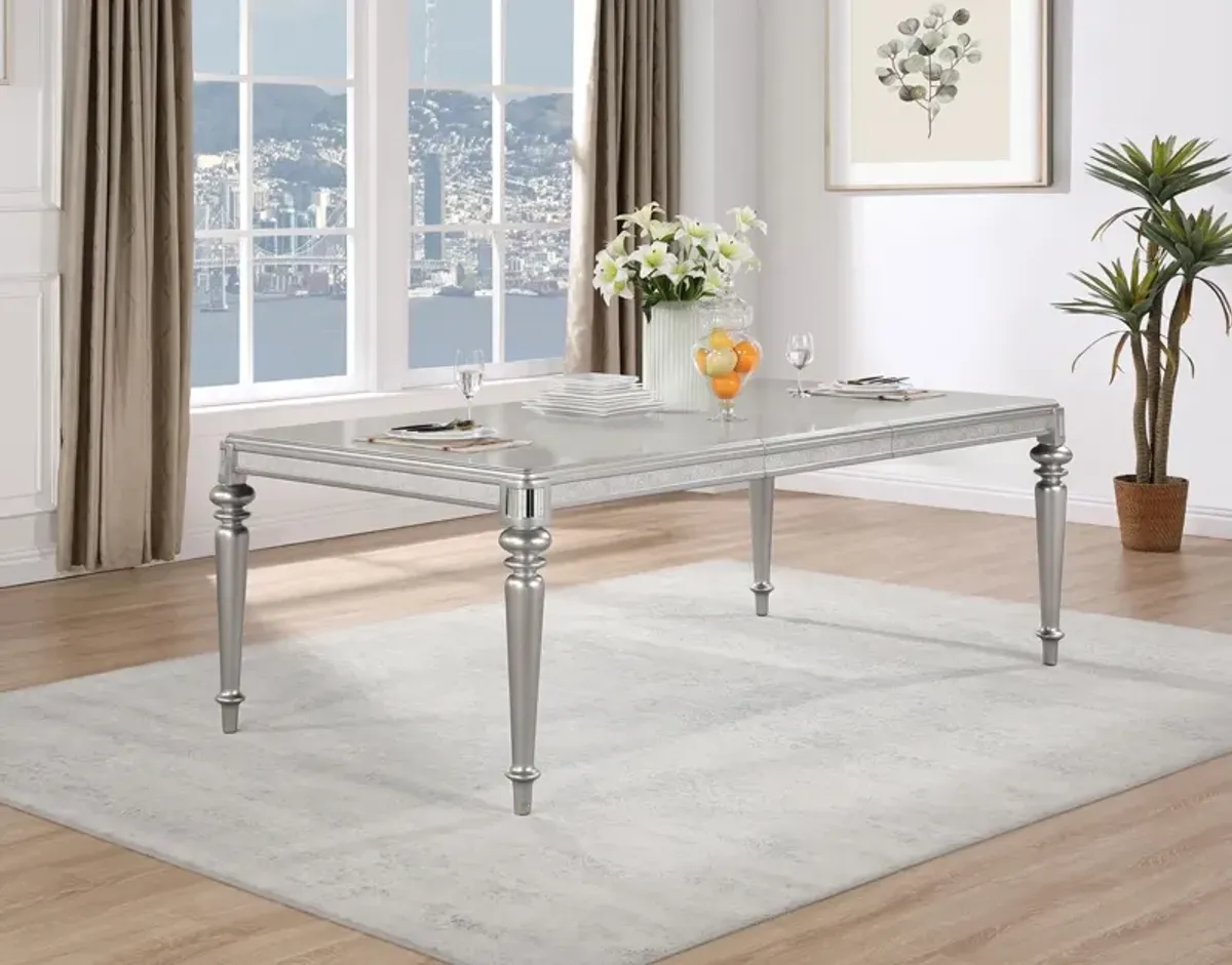 Coaster Bling Game 86 Inch Extension Dining Table Metallic Platinum