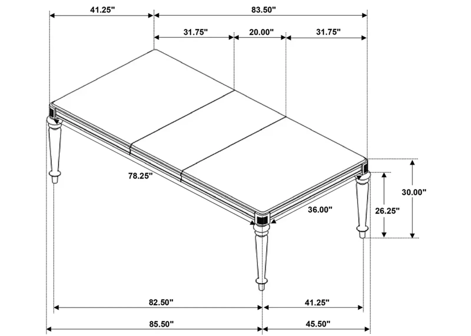 Coaster Bling Game 86 Inch Extension Dining Table Metallic Platinum