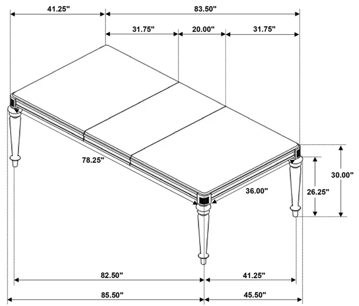 Coaster Bling Game 86 Inch Extension Dining Table Metallic Platinum