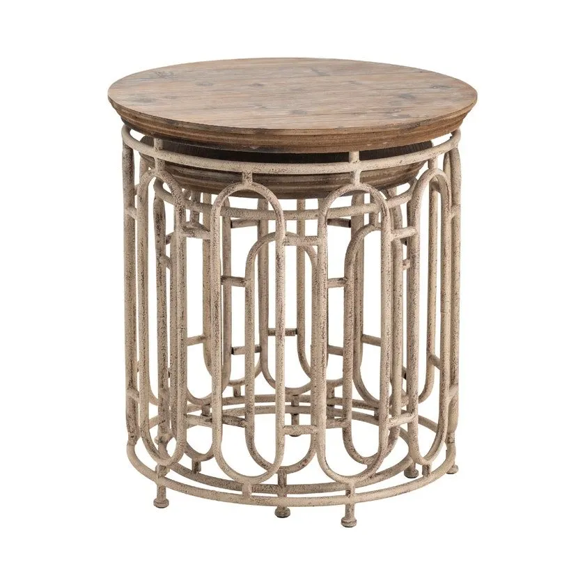 ALLYSON TEXTURED METAL & WOOD SET OF TABLES