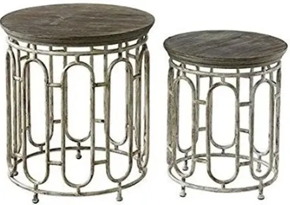 Crestview Allyson Textured Metal & Wood Set of Tables