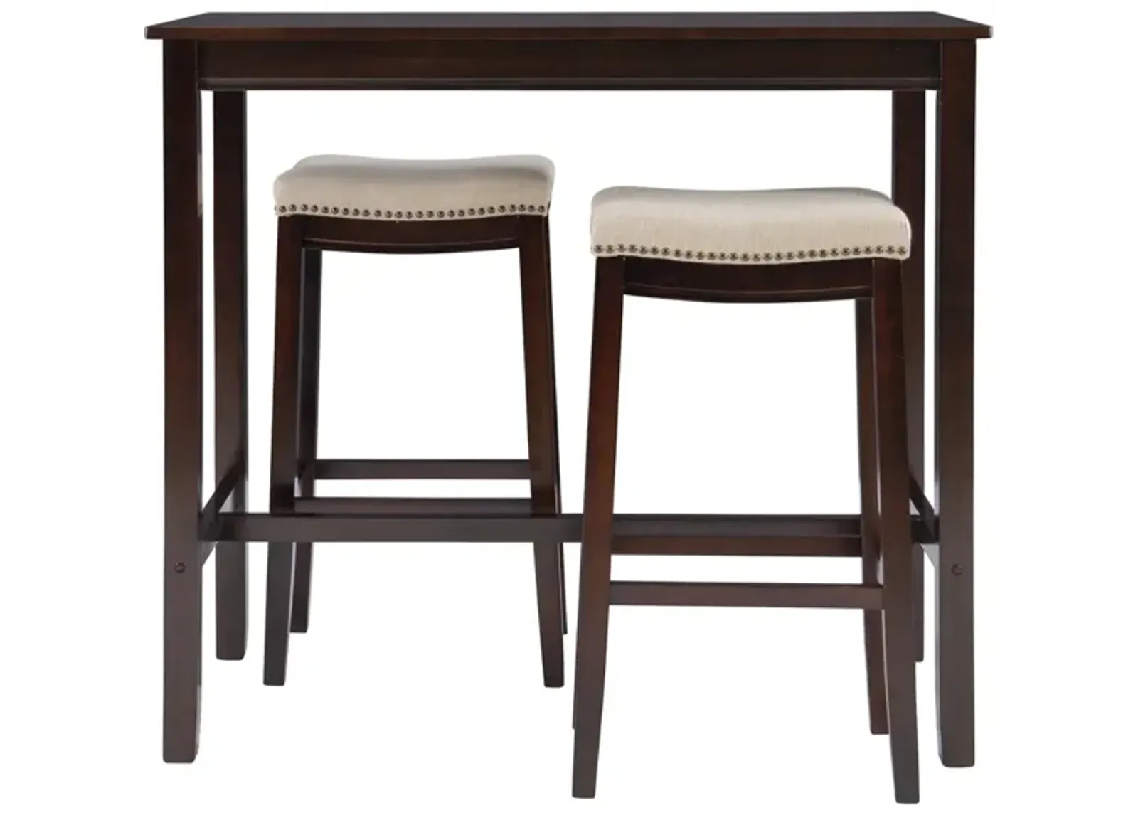 Linon Claridge 3-Piece Walnut/Linen Bar Stools & Table Set