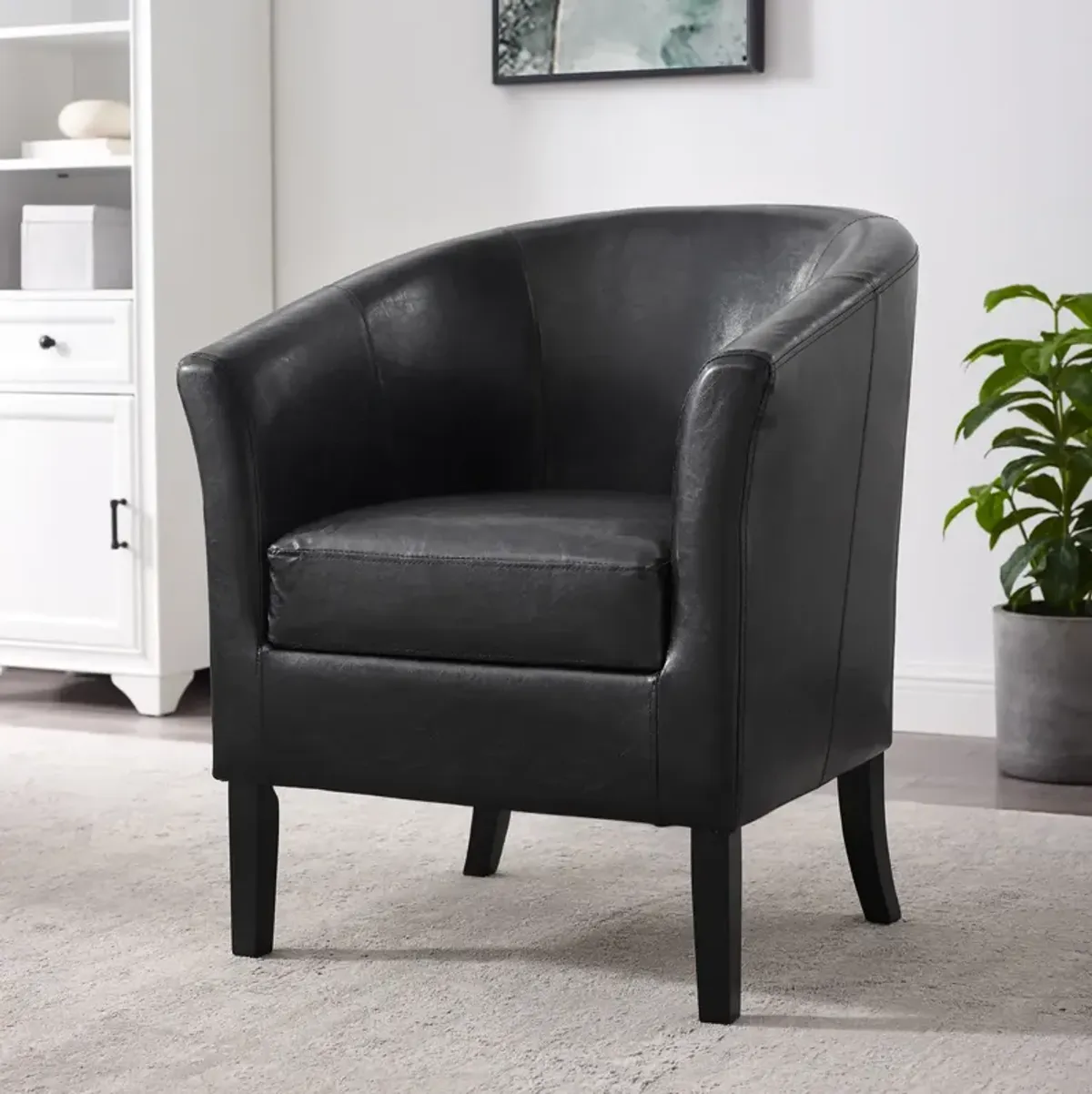 Linon Simon Black Club Barrel Chair