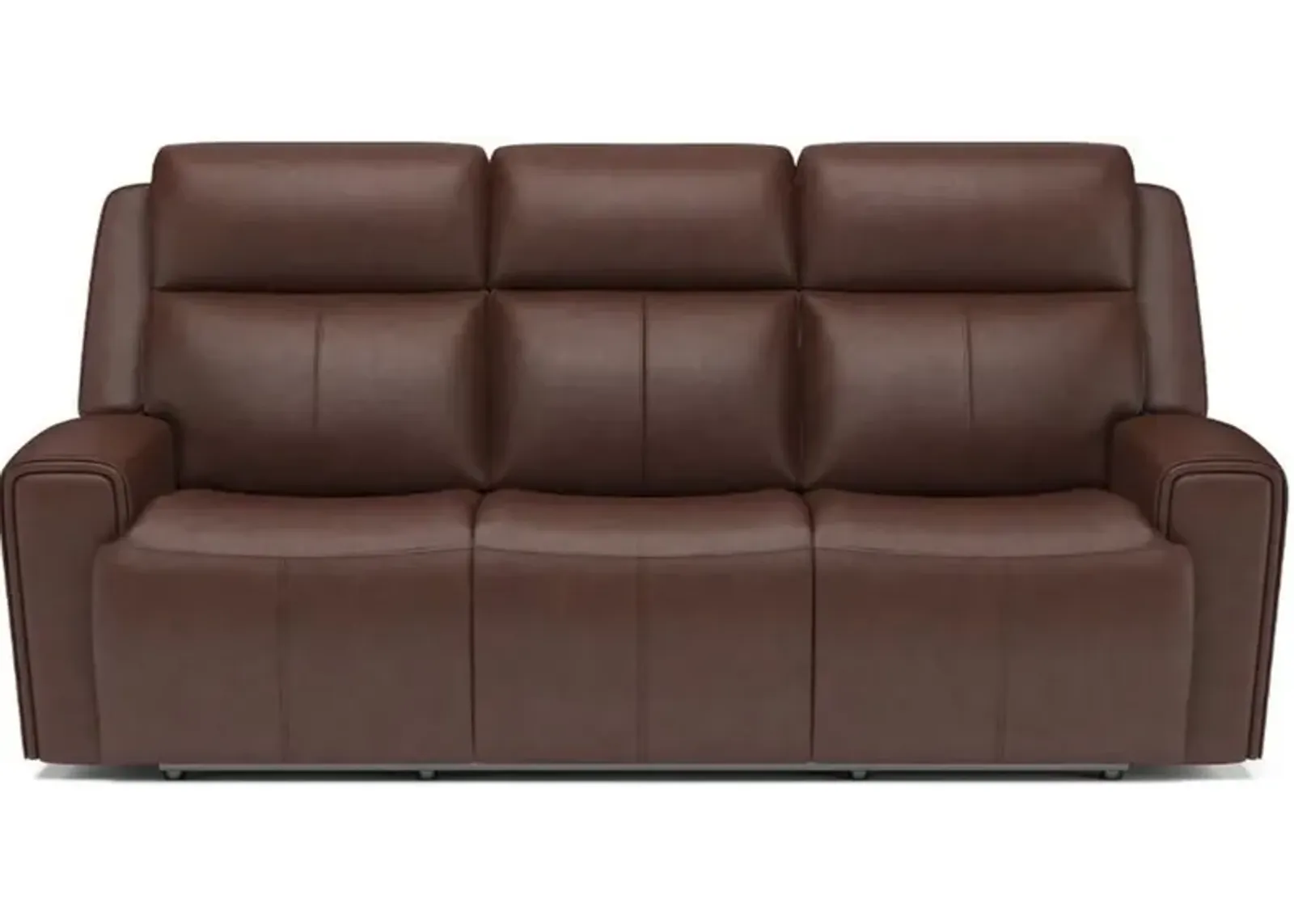 Flexsteel Barnett Timber Power Reclining Leather Sofa with Power Headrests & Lumbar