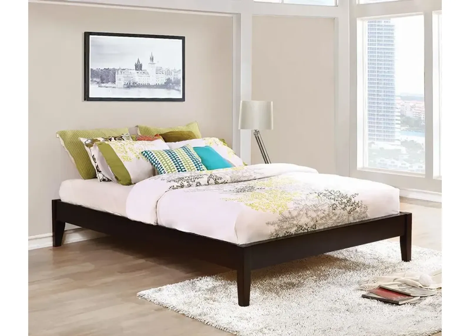 Coaster Hounslow Queen Platform Bed Cappuccino Bed Frame