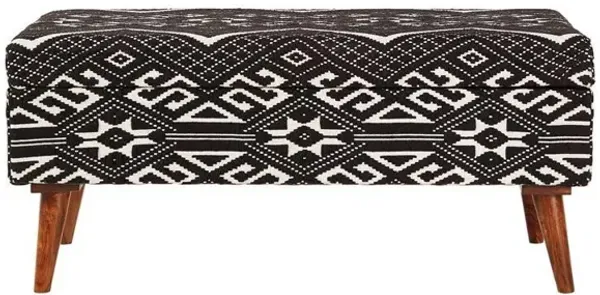 Cababi Tribal Fabric Upholstered Accent Storage Bench Black
