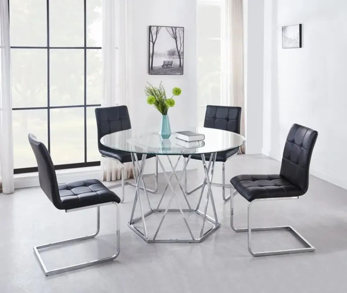 Steve Silver 5-Piece Escondido Table & 4 White Side Chairs