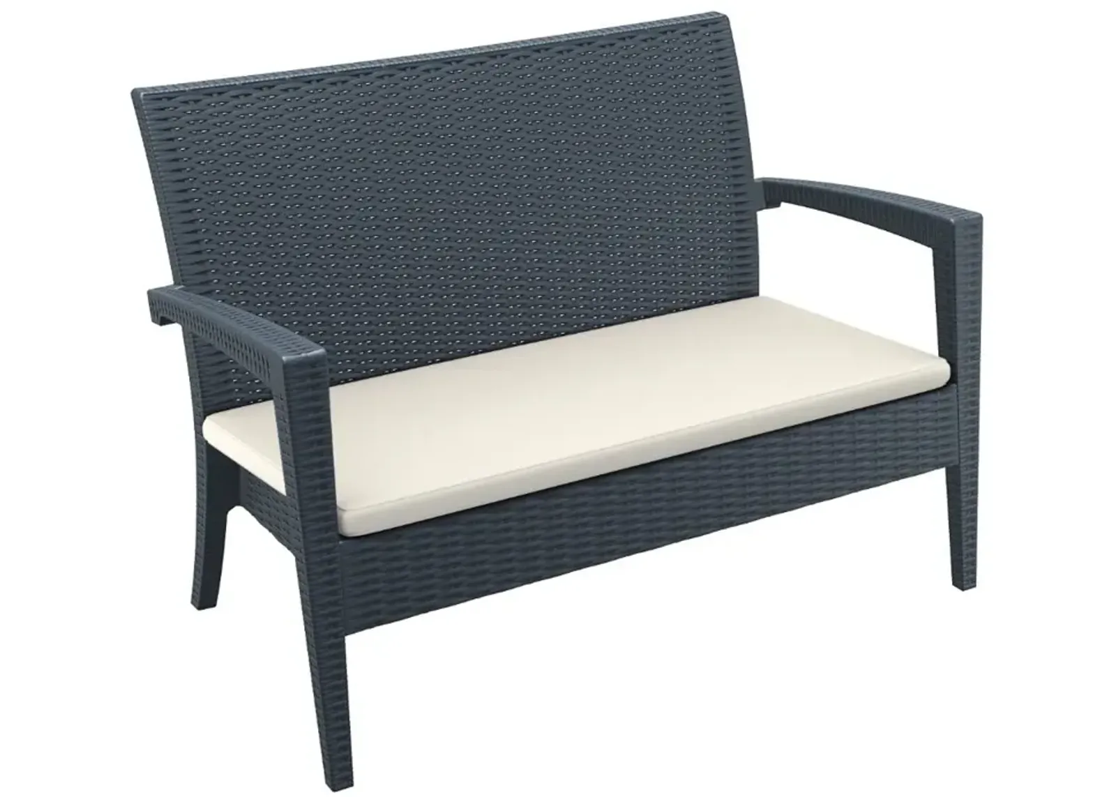 Compamia Miami Resin Loveseat Dark Gray with Sunbrella Natural Cushion