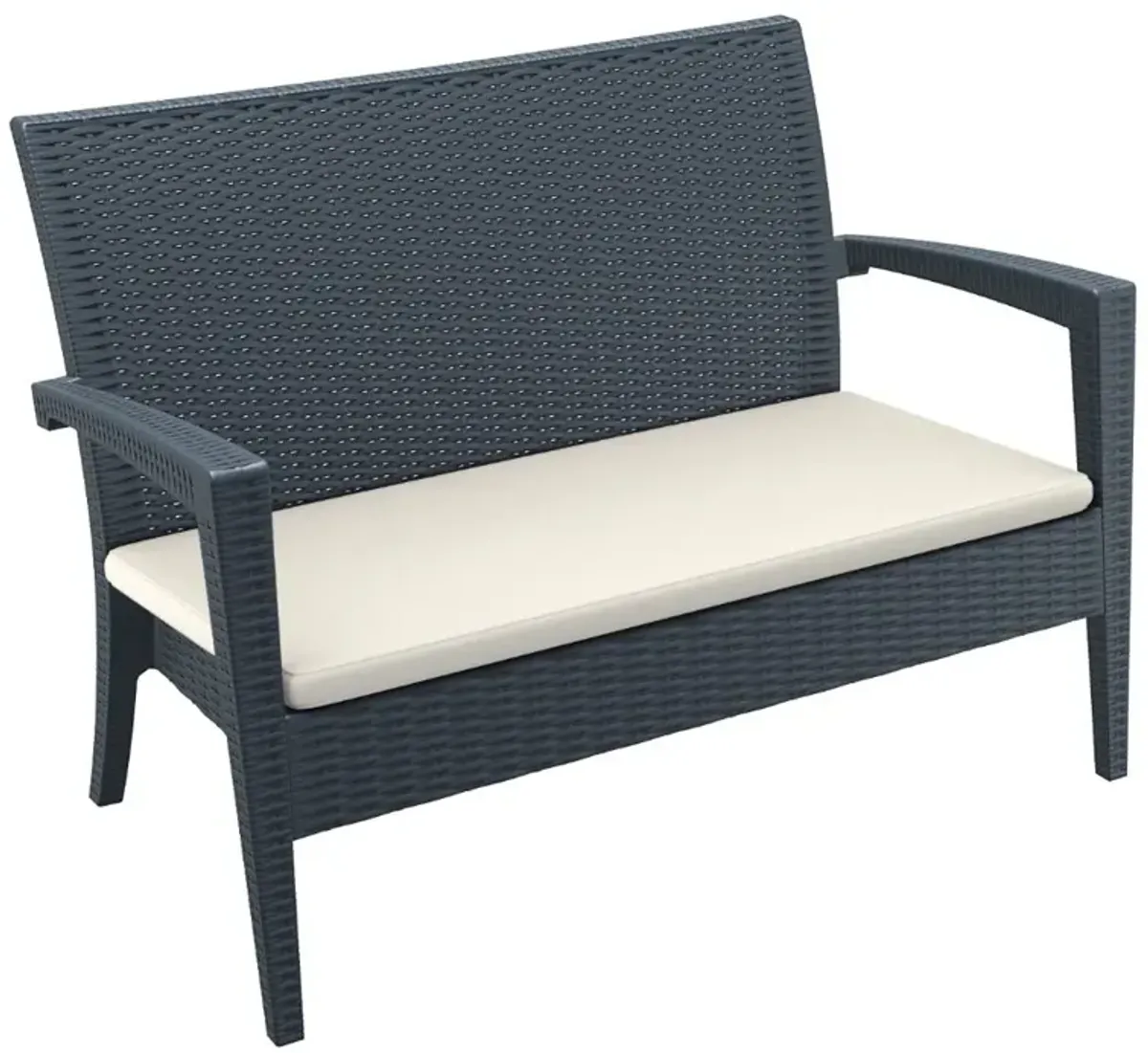 Compamia Miami Resin Loveseat Dark Gray with Sunbrella Natural Cushion