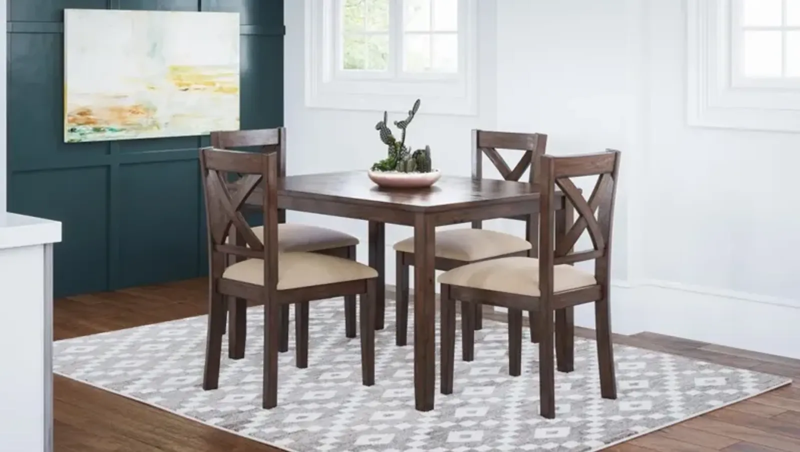 Jofran Walnut Creek Dining 5 Pack Table with 4 Chairs