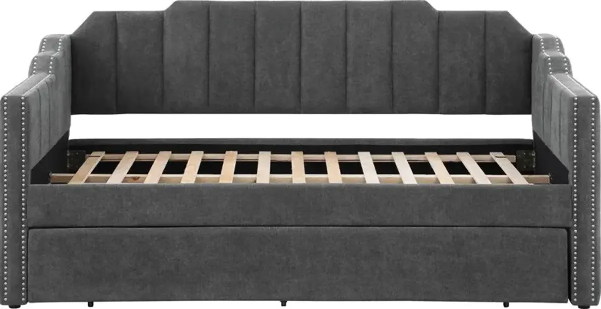 Coaster Kingston Upholstered Twin Daybed with Trundle Charcoal