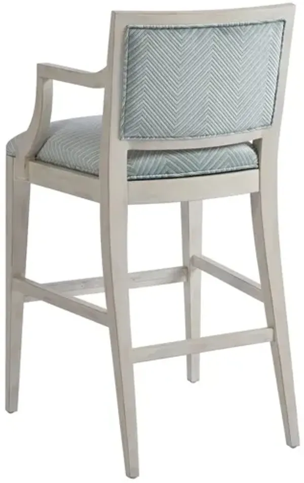 Barclay Butera by Lexington Newport 30 Inch Bar Stool Upholstered/Metal Blue/Brown/Gray