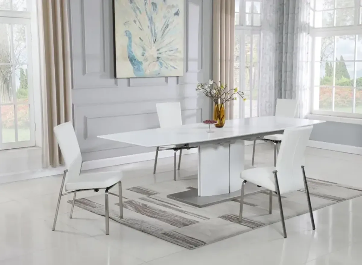 Chintaly Elizabeth White Dining Set with Extendable Wooden Dining Table & Motion-Back Chairs