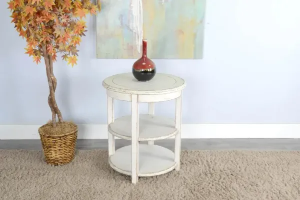 Sunny Designs Marina White Sand 27 Inch Side Table