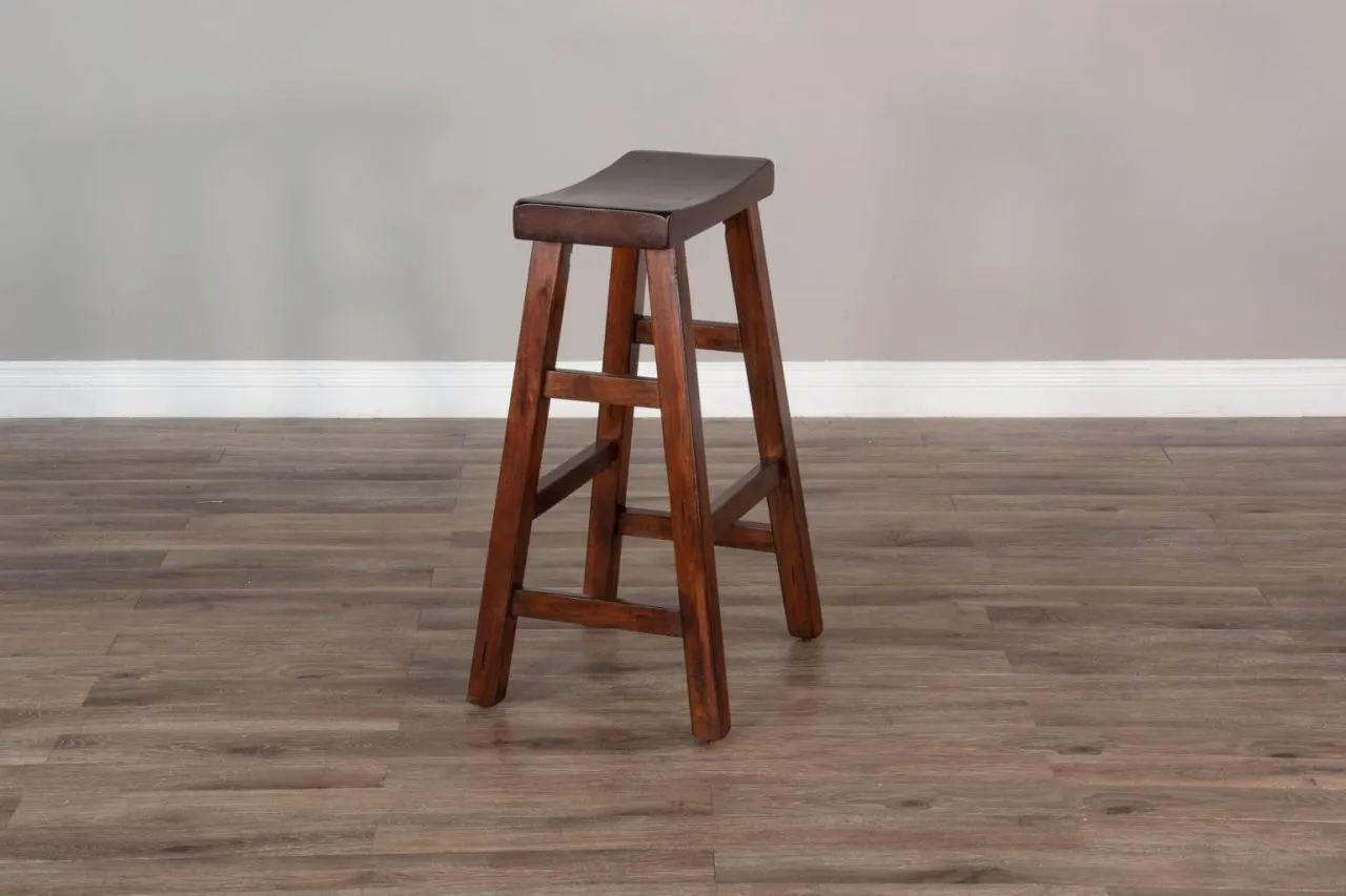 SANTA FE DARK CHOCOLATE 30 INCH SADDLE SEAT STOOL WOOD SEAT