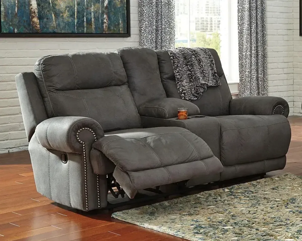 Ashley Austere Gray Double Reclining Loveseat