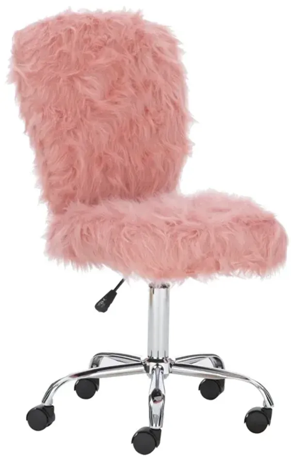 Linon Faux Flokati Armless Blush Desk Chair