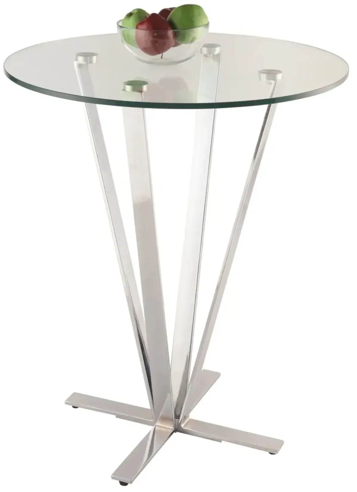 Chintaly Cortland Contemporary Glass Counter-Height Table with X-Shaped Base