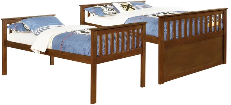 ATKIN TWIN XL-OVER-QUEEN BUNK BED WEATHERED WALNUT