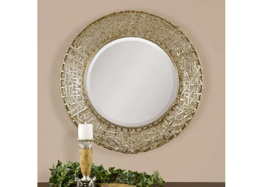 ALITA CHAMPAGNE SILVER WOVEN METAL MIRROR