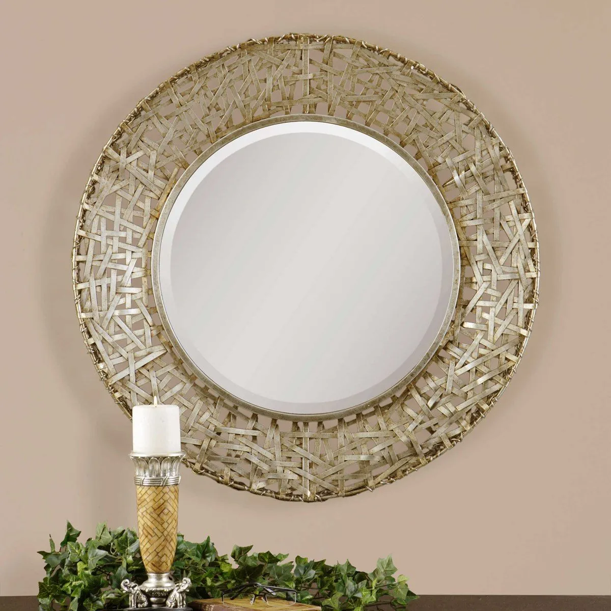 ALITA CHAMPAGNE SILVER WOVEN METAL MIRROR