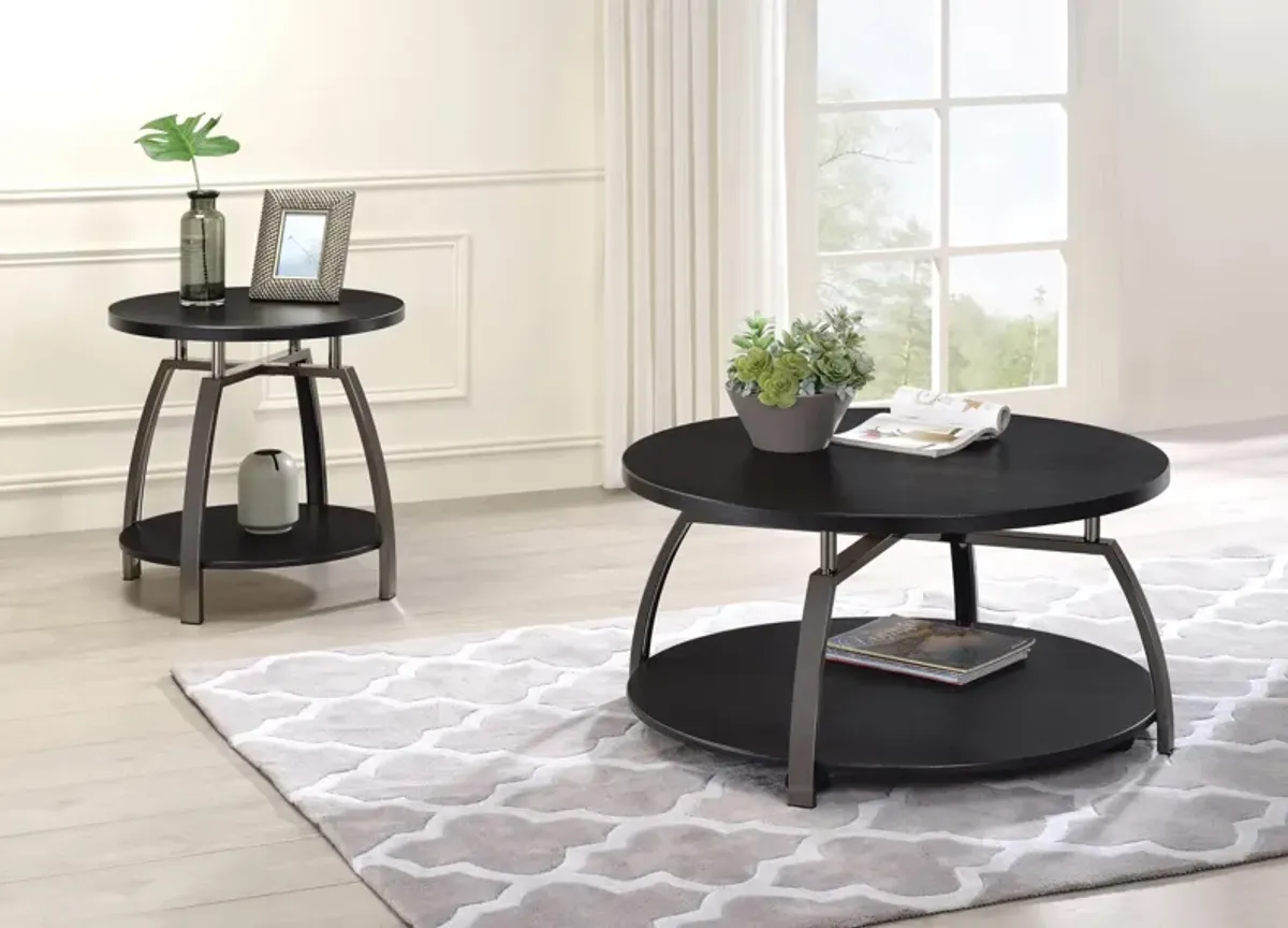 Coaster Dacre Round Engineered Wood Top Side End Table Dark Grey