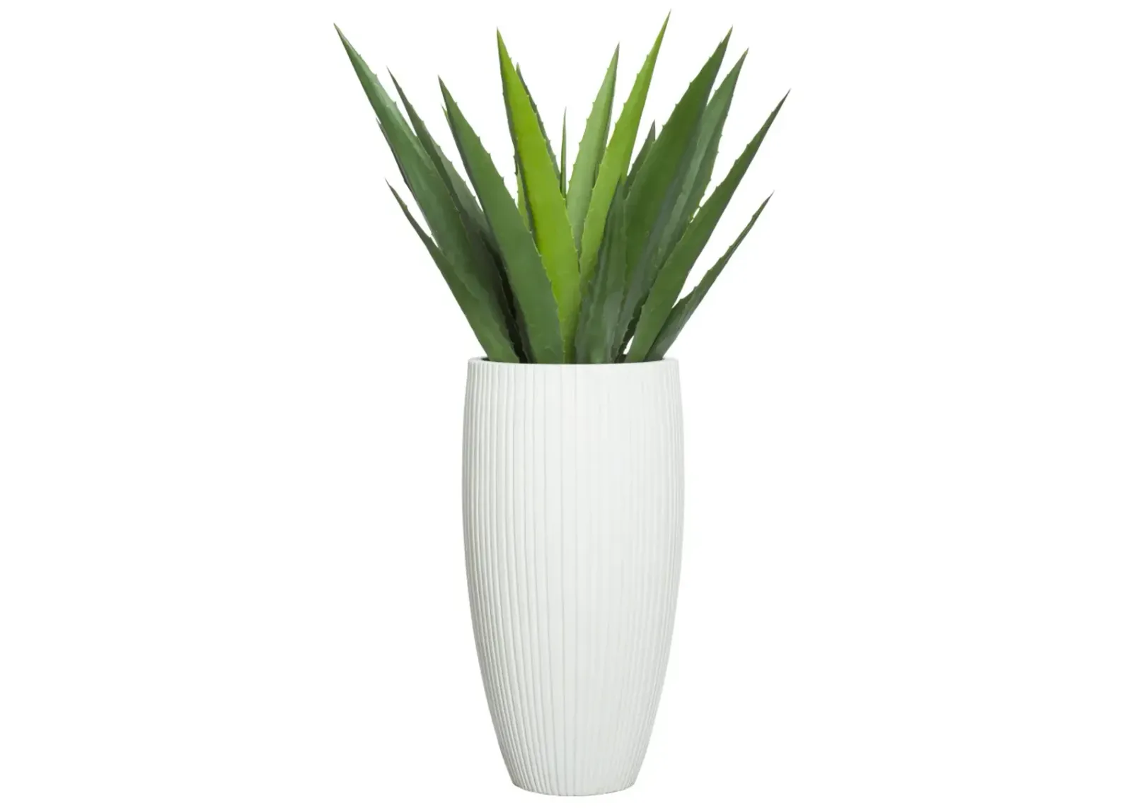 Lux Art 57 Inch Aloe in White Sandstone Ribbed Pot