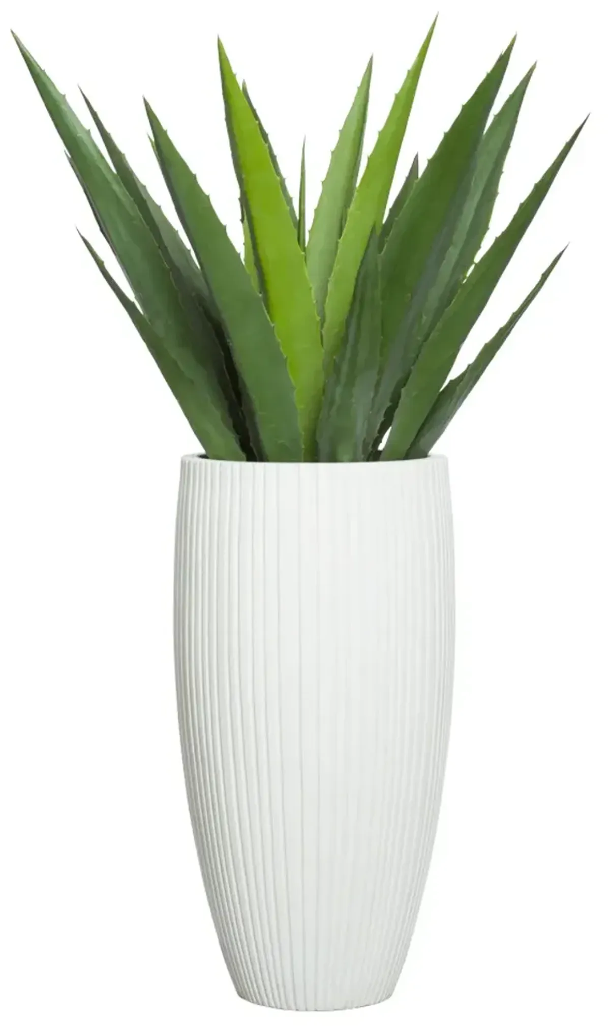 Lux Art 57 Inch Aloe in White Sandstone Ribbed Pot