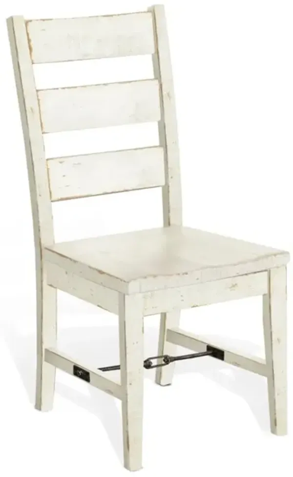 Sunny Designs Marina White Sand Ladderback Dining Chair with Turnbuckle Stretchers & Wood Seat